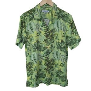 Tommy Bahama Men’s Silk Blend Green Hawaiian Button Down Shirt